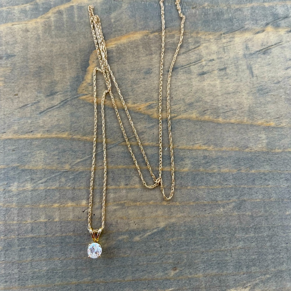 14k Gold Diamond Pendant with Necklace